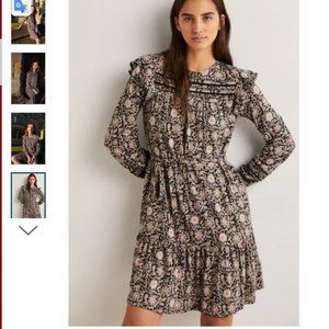 Boden Trim Detail Black Jersey Dress Sz 8 NWT